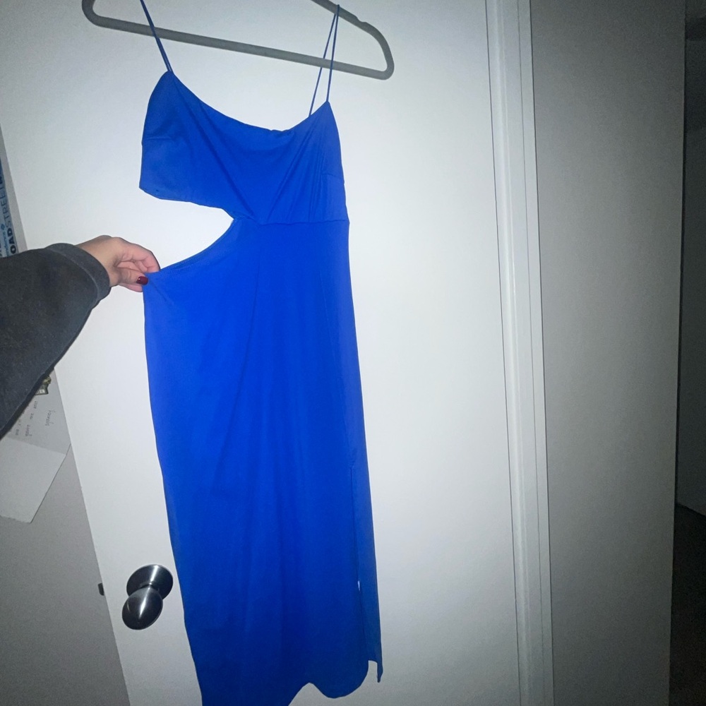 Dynamite Vibrant Blue Midi Dress with Slit - Picture 5 of 6